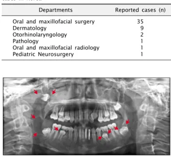 Fig. 2. Chest x-ray view showing bifid ribs in the posterior aspect of both 3rd rib.