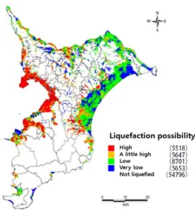Fig.  1.  Distribution  map  of  liquefaction  risk  in  Chiba[8]