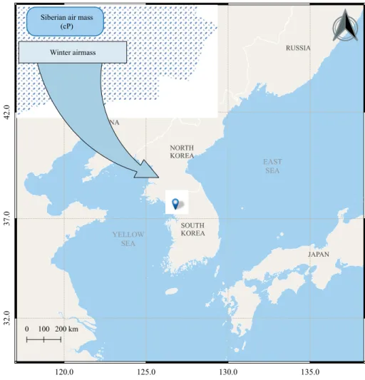 Figure 1. The study area around the Korean peninsula. 