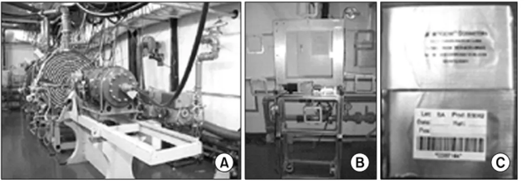 Table 1. Comparisons of practical radiation doses by using of B3 film Ⓡ  measurement, OR over the 65 kGy