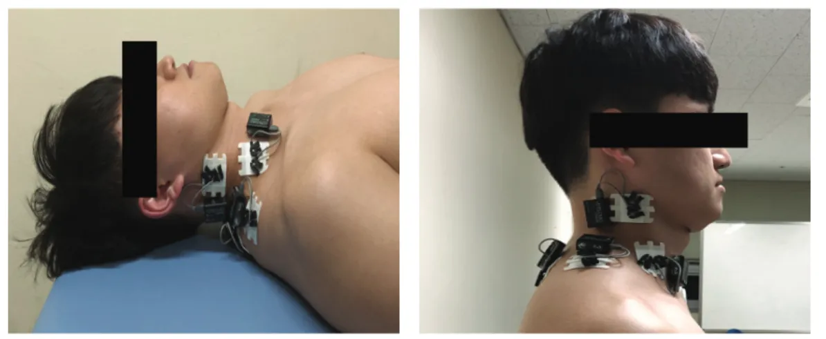 Fig.  4.  Supine  postures  of  chin-in  exercise. Fig.  5.  Sitting  postures  of  chin-in  exercise.