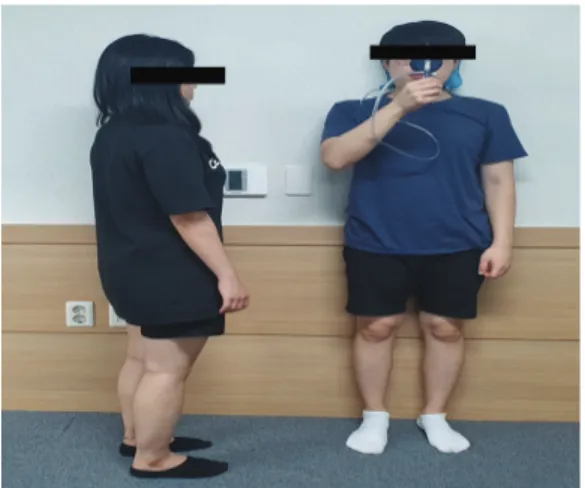 Fig.  6.  Standing  postures  of  chin-in  exercise.