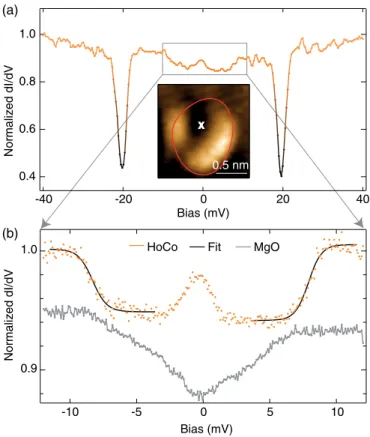 FIG. 3. (a) dI=dV spectra measured with a spin-polarized tip at