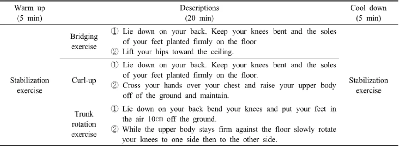 Table 3. General trunk exercise program