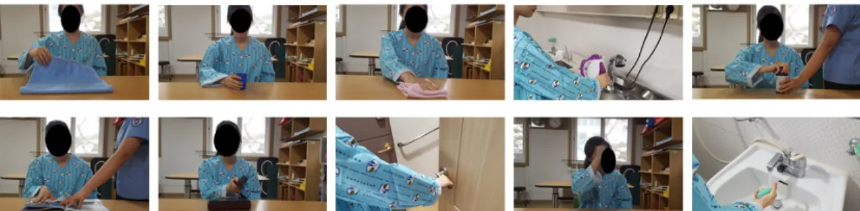 Fig. 1. Task programs for upper extremity training. 적으로 평가하는 도구로, 독립적인 기능과 일상생활 수행능력을  측정하기  위해  사용된다(Nazzal et al.,  2001)