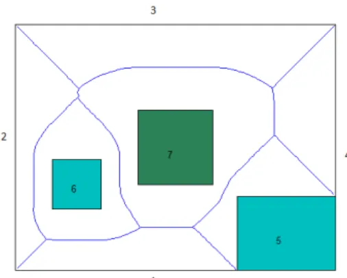 Fig. 1 Example of GVD, solid lines segments correspond to the set of points equidistant to two closest obstacles낸다