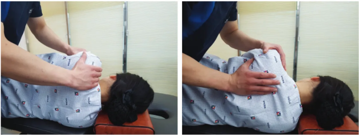 Fig. 1. Side lying, scapular  pattern, rhythmic initiation. Fig. 2. Side lying, scapular  pattern, hold-relax.