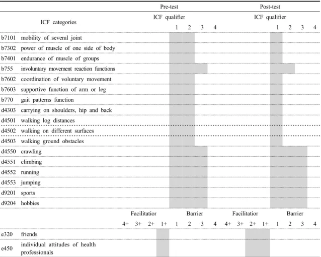 Table 2. ICF evaluation display 