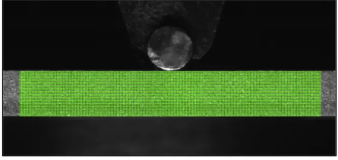 Fig. 7 Photography of digital image correlation experimental set up for 3 point bending test