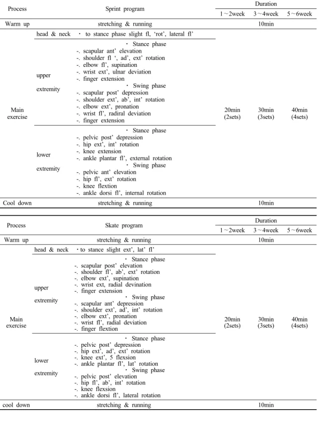 Table 3. CLT program(sprint &amp; skate program)