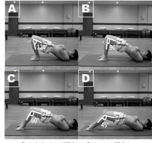 Fig  1.  A;  Knee  joint  120°  flexion,  B;  Knee  joint  90°  flexion,           C;  Knee  joint  60°  flexion,  D;  Knee  joint  45°  flexion