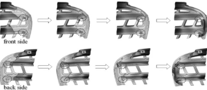 Fig. 11 Simulation result of plastic flow near the pin