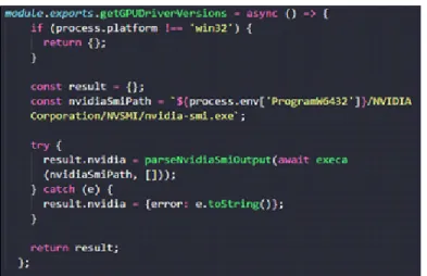 Fig. 3. getGPUDriverVersions Fuction Code