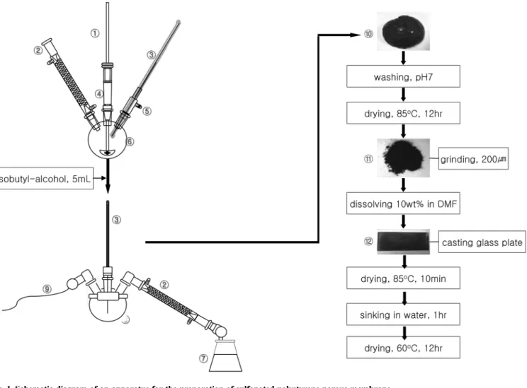 Fig. 1. Schematic diagram of an apparatus for the preparation of sulfonated polystyrene porous membrane.