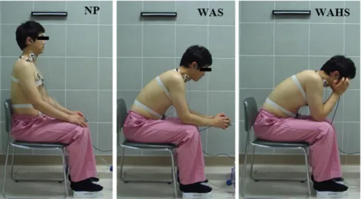 Figure 2. Sitting postures of NP, WAS, and WAHS. 