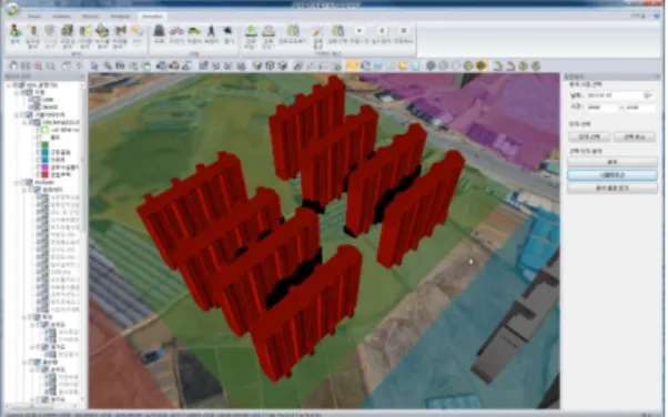 Figure  8.  Solar  access  analysis  using  ePSS-  Simulator 5. 결 론 5.1 환경생태요소를 고려한 계회지원시스템 구축     본  연구에서는  GIS와  정보통신기술을  활용하여  도시공간의  과학적  계획수립과  의사결정을  지원하 는  계획지원시스템  구축을  목적으로  하고  있다