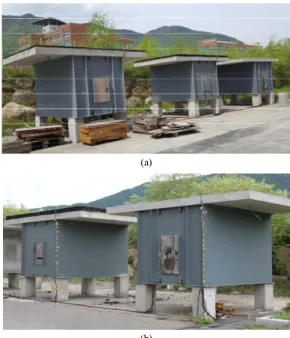 Fig.  1.  Complete  view  of  bridge  specimens               (a)  2016  (b)  2017 2.2  측정위치 시험체는 경상남도 양산시 부산대학교 양산캠퍼스에 설치하였다