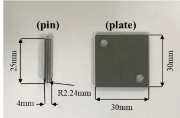 Fig.  2 는 본 실험에서 사용된 핀(Pin)과 플레이트(Plate)       로 재질은 자동차 시트의 리클라이너에서 많이 사용되       는 재질인 보론강 종류의 두 시편을 사용하였다