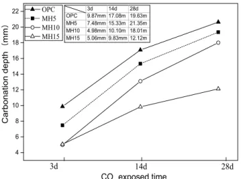 Figure 1. Carbonation depth of samples