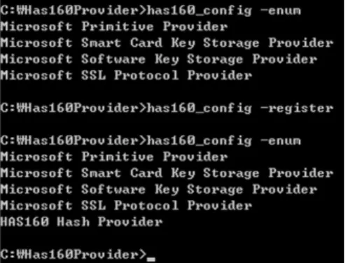 Fig. 11. Registration of user hash provider