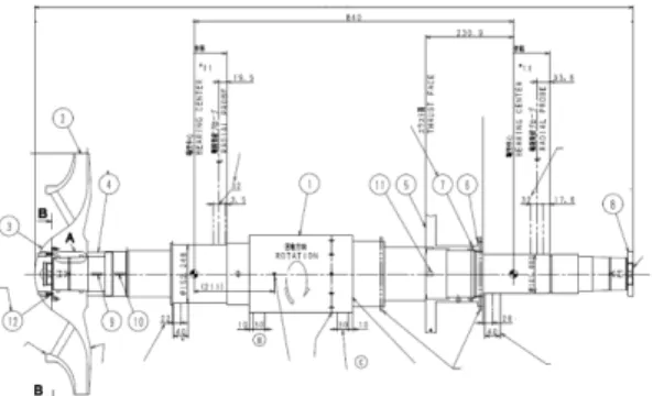 Fig. 2. Drawing of 1-stage overhung heat-pump compressor rotor.