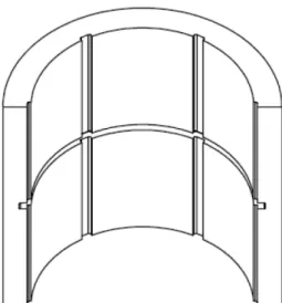 Fig. 2. A half geometry of 6-Pad×2-Row leading-edge tapered-pad cylindrical TGB.