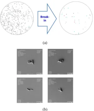 Fig. 6. Defect map after cleaning process. Brush gap condition is (a) -1.5 mm and (b) -0.5 mm