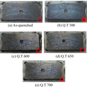 Fig. 10. SEM micrographs of worn surfaces of friction materials after completing brake test.
