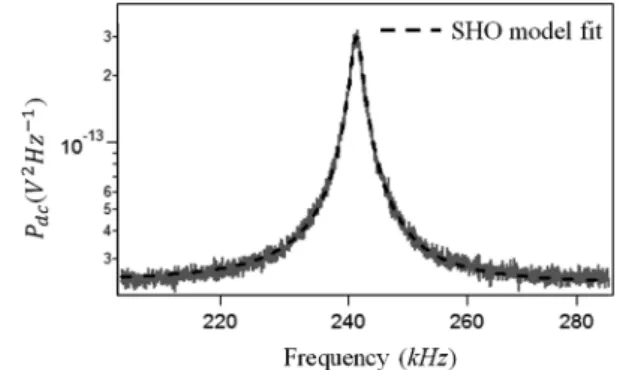 Fig. 2. Torsional thermal noise graph of the cantilever with SHO model fit.