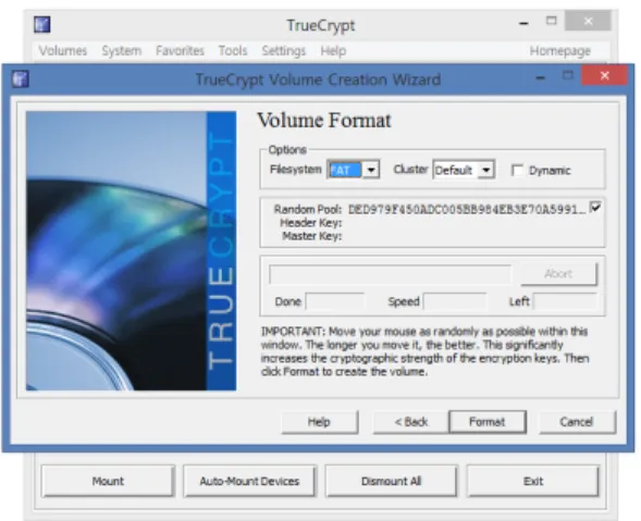 Fig. 7. Creating File System by Truecrypt