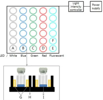 Fig. 1. Schematic diagram of LED irradiation system for soybean oil with the selected LED wavelength