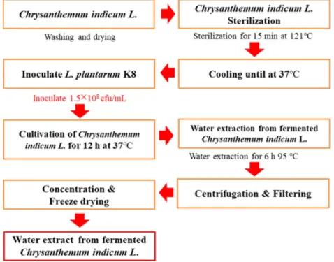 Fig. 1.  Process of fermented  Chrysanthemum indicum L. water extract.