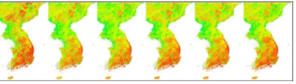 Fig.  6.  Comparison  of  year-average  image  series  of  16-day MVC and adaptive harmonic reconstruction (AHRC)  for  6  Year  NDVI  data
