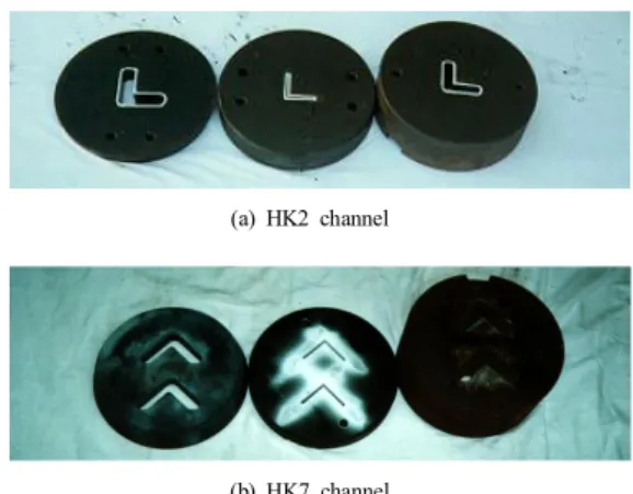 Fig.  1. Geometry  and  dimension  of  extrusion  test  profile.  Unit  [mm] 금형은 정밀한 가공이 중요하며 이를 위해 ±0.1㎜ 오 차로 가공이 가능한 방전기공기를 이용하였다