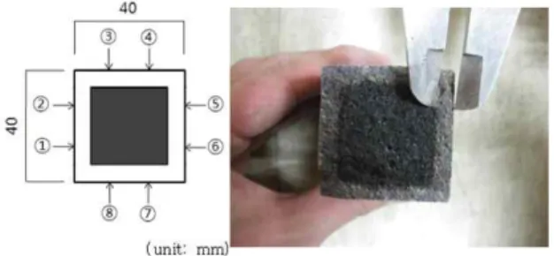 Figure 4. Cross section of VA/E/MMA-modified mortars after Cl- penetration depth test