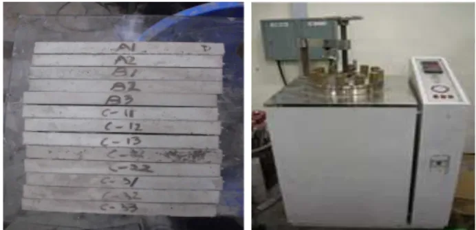 Figure 6. Specimens and equipment for immersion expansion in 80 ℃ water
