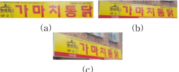 Table 1 Recognition Accuracy according to Type of Pictures 또한 기울기에 따른 인식 정확도를 측정하였 다. 이때 실험 영상으로는 Fig