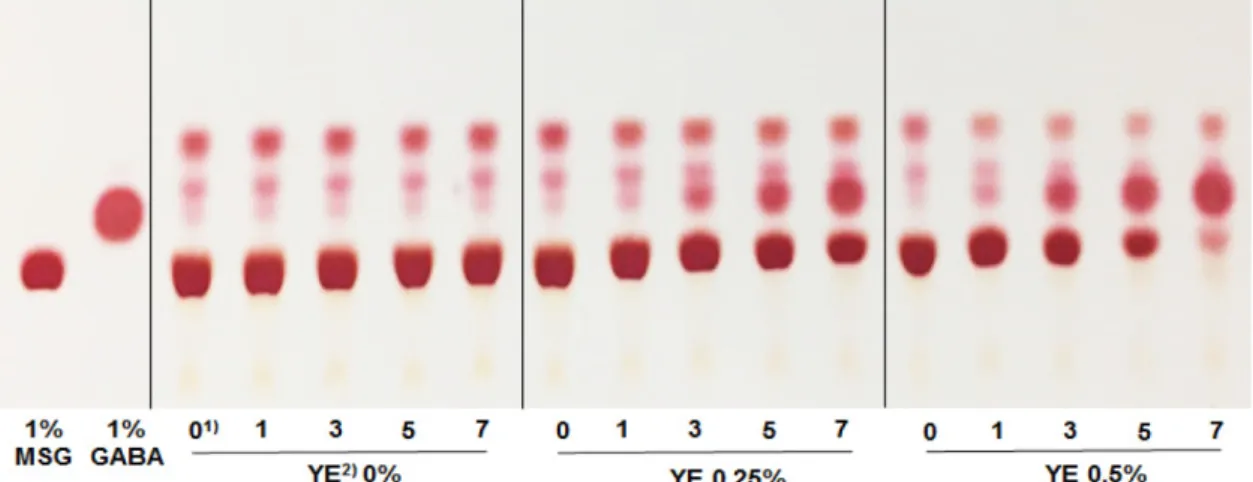 Fig. 6. Effect of MSG concentration on viable cell counts of the fermented OAE. Data represent the mean±standard deviation (n=3)