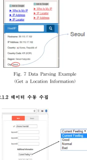 Fig. 7 Data Parsing Example (Get a Location Information) 2.1.2 데이터 수동 수집