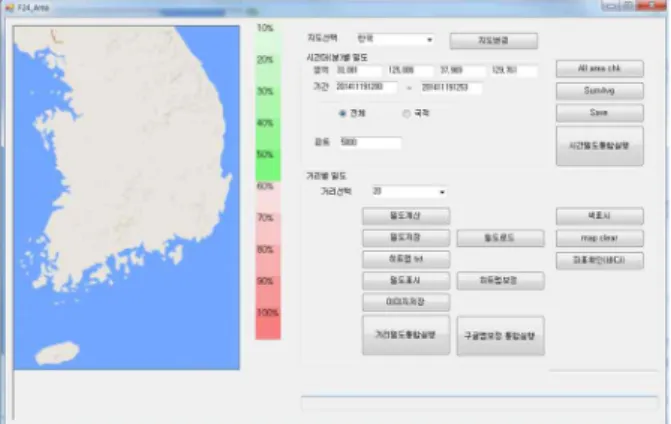 Fig. 5 Mapping of Unit Service Region to Target Area 단위 서비스 영역은 항공기에 탑재한 무선통신장치가 지상을 대상으로 얼마만한 범위까지 무선인터넷 서비스를 제공할 수 있는지를 나타낸다.본 논문에서는 개별 항공기가 지상에 서비스를제공할 수 있는 단위 서비스 영역을 한 변의 길이가 각각 20, 40, 80, 120, 160, 200km인 정사각형으로 정의하였는데 이는 전파의 특성을 고려할때 일반적으로 셀을 동심원으로