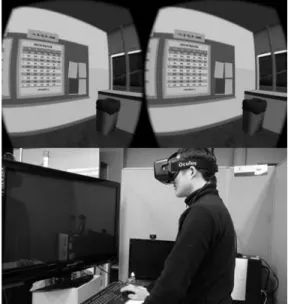 Fig. 3. Navigation in a virtual classroom with HMD