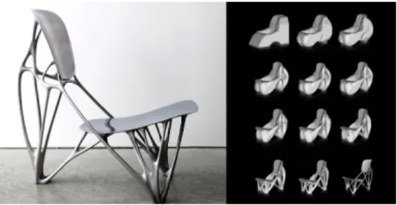 Fig. 5. Bone Chair &amp; Design Process, Joris Laarman,  2006. 로는  결과물의  희소가치를  떨어뜨리며,  무분별한  복제의 위험성 또한 존재한다