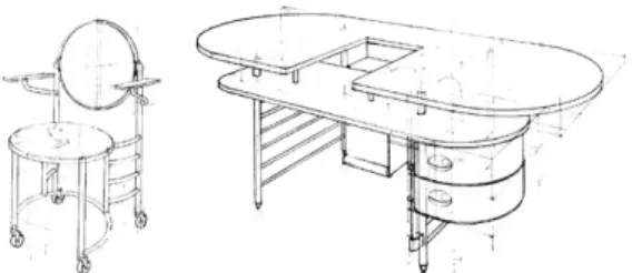 Fig. 2. Frank Lloyd wright desk and chair, Johnson  Wax Building, Racine, WI.
