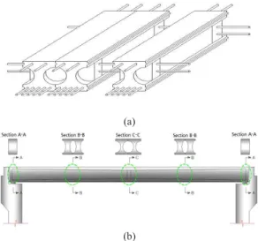 Fig.  1.  Basic  concept  of  PCB-SLAB  girder  section  (a)  Arrangement  (b)  Applied  section