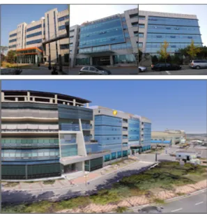 Fig. 4. Process of building shape texturing 앞서  촬영된  데이터가  취합된  이후,  원본  촬영영상을  바탕으로  촬영영상의  공간분포를  확인하여  지적  도곽영 역과  확장  분석영역  차이  등  중복  또는  불필요한  영역  사진을  제거하였다