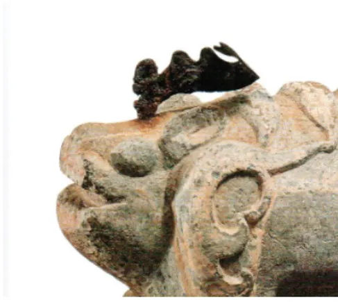 Fig. 2. Jin myo su iron horns.(唐代)에는  사자,  코끼리,  타조  등이  더해져  더욱 다양화되었으며,  명대에는  양이나  호랑이는  사라지고 낙타가 더해지기도 하였다