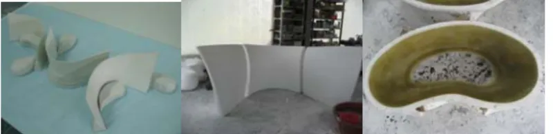 Fig. 6. Works of Arp, Serra, Kapoor that influenced <Stool with Partitions 1,2,3>