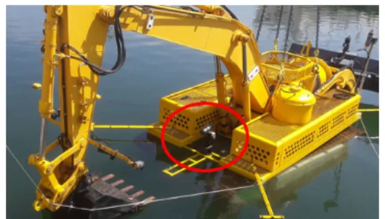 Fig. 8.  Installed sonar at underwater equipment for rubble  mound leveling