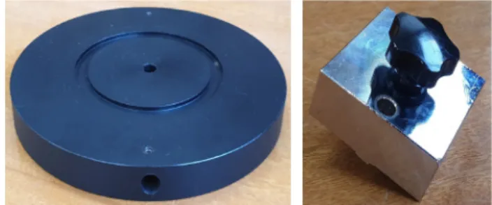 Fig.  2  Disk  and  square  weight  as  samples  of  conventional  moment  of  inertia  experiment  apparatus.