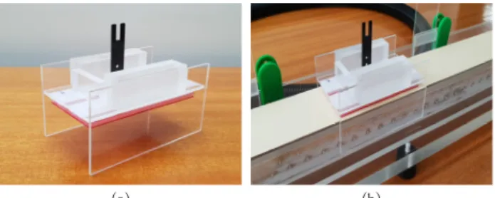 Fig.  2  (a)  Side  friction-free  glider.  (b)  The  glider  mounted  on  the  side  air-guide  track  system